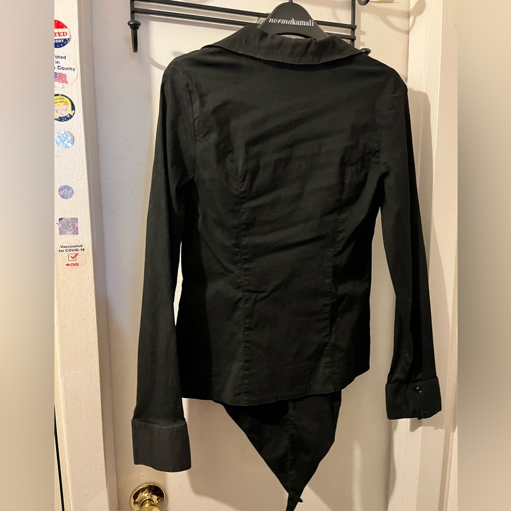 Black Tie-Front Button Shirt - Picture 4 of 5